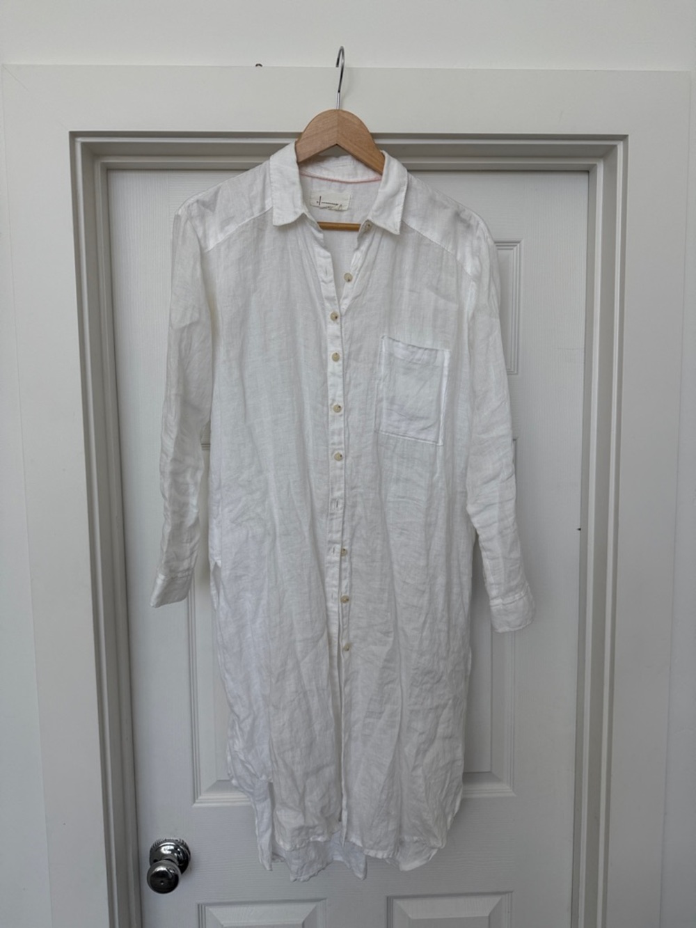 By Anthropologie Oversized Linen Button-Front Maxi Shirt